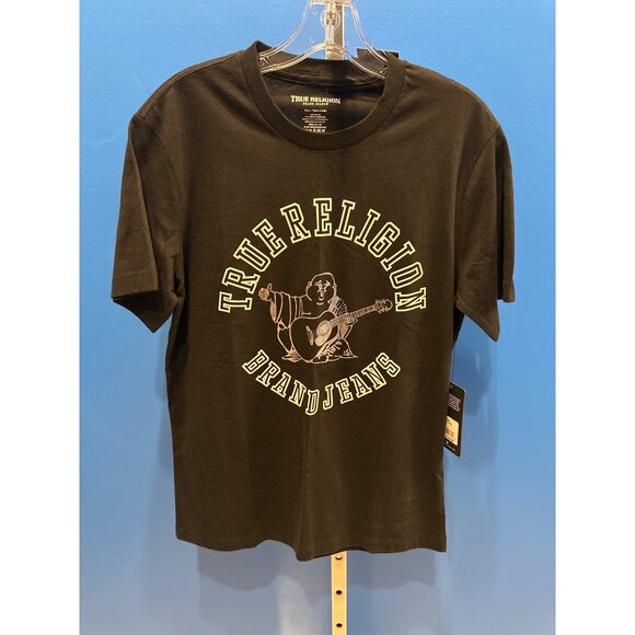True Religion Graphic Black Tee Small 100% Cotton NWT Jet Black Style 700028 - Picture 1 of 5